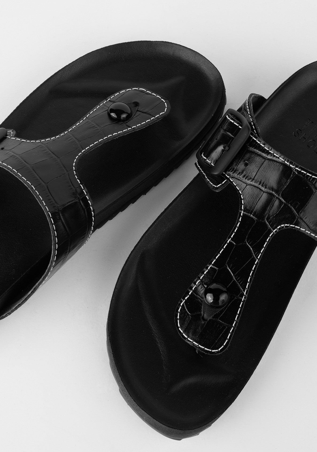 Flat Becky Croco Black