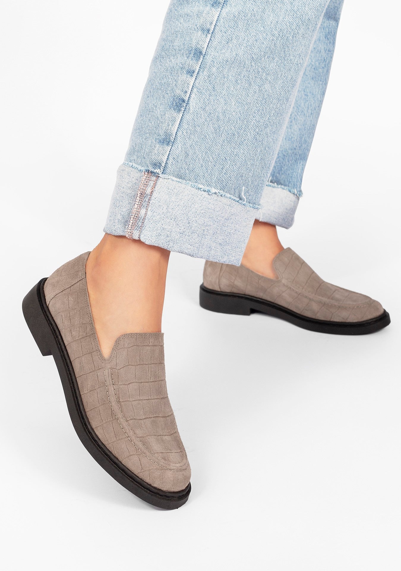 Loafer Eva Croco Chumbo