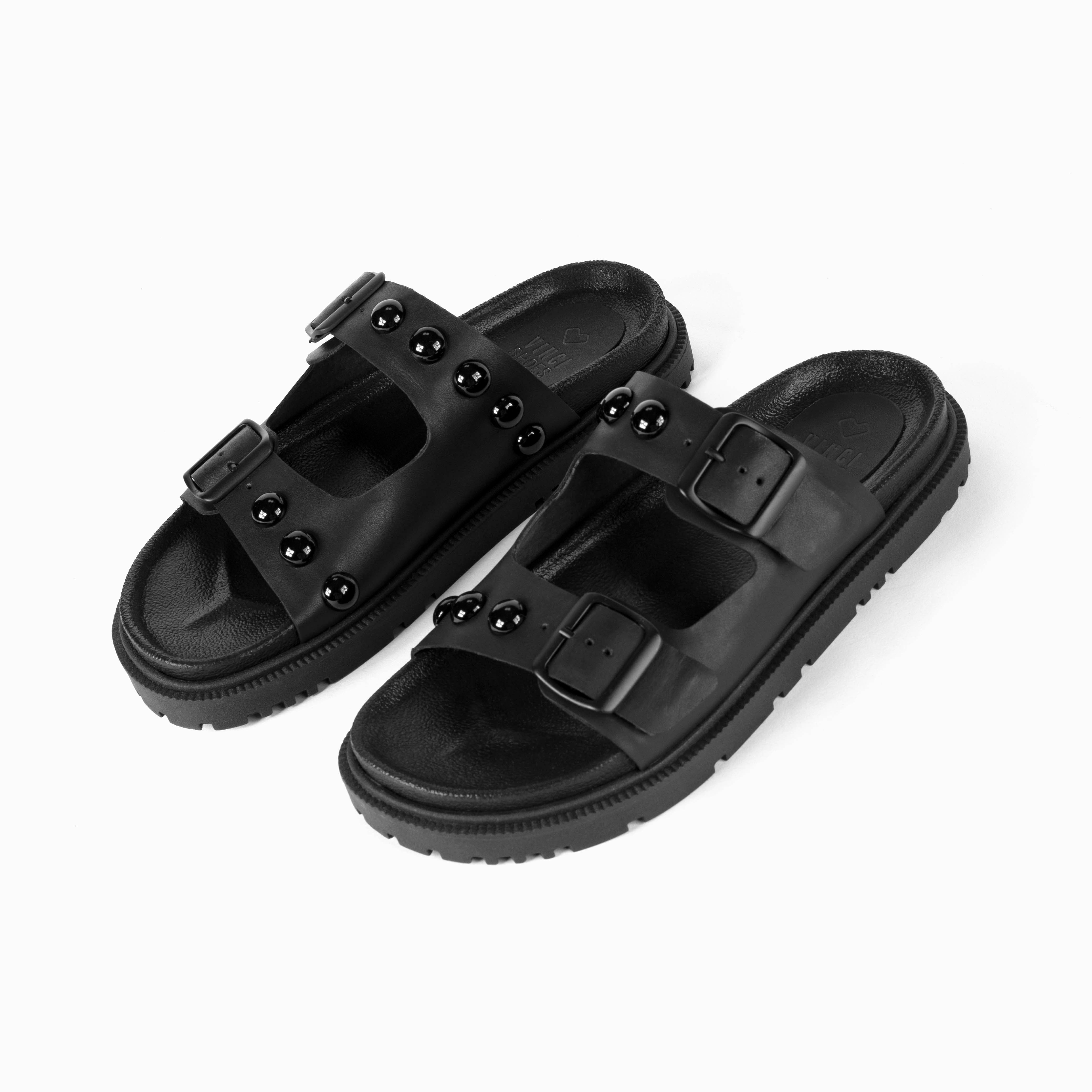 Flat Rebeca Studded Black