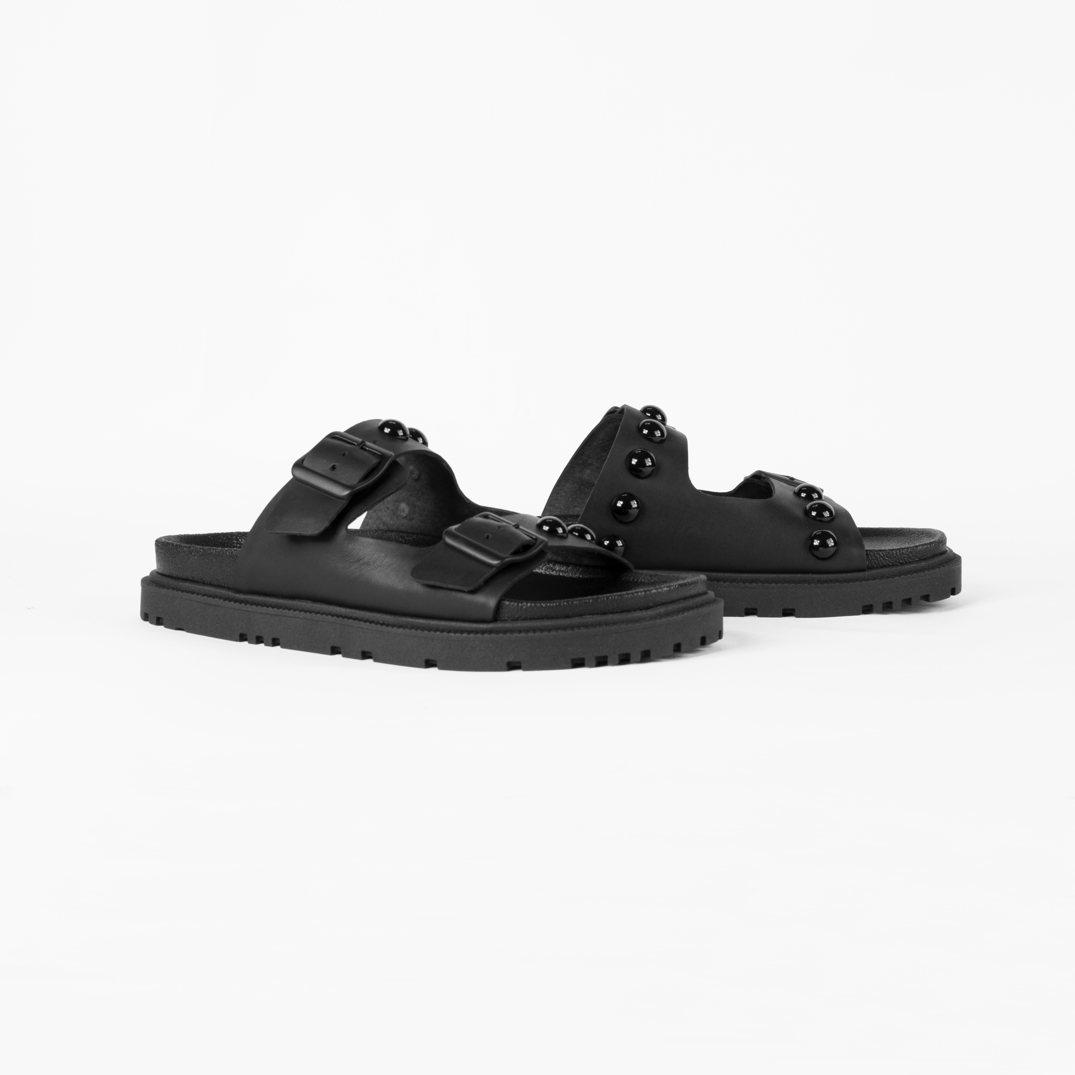 Flat Rebeca Studded Black