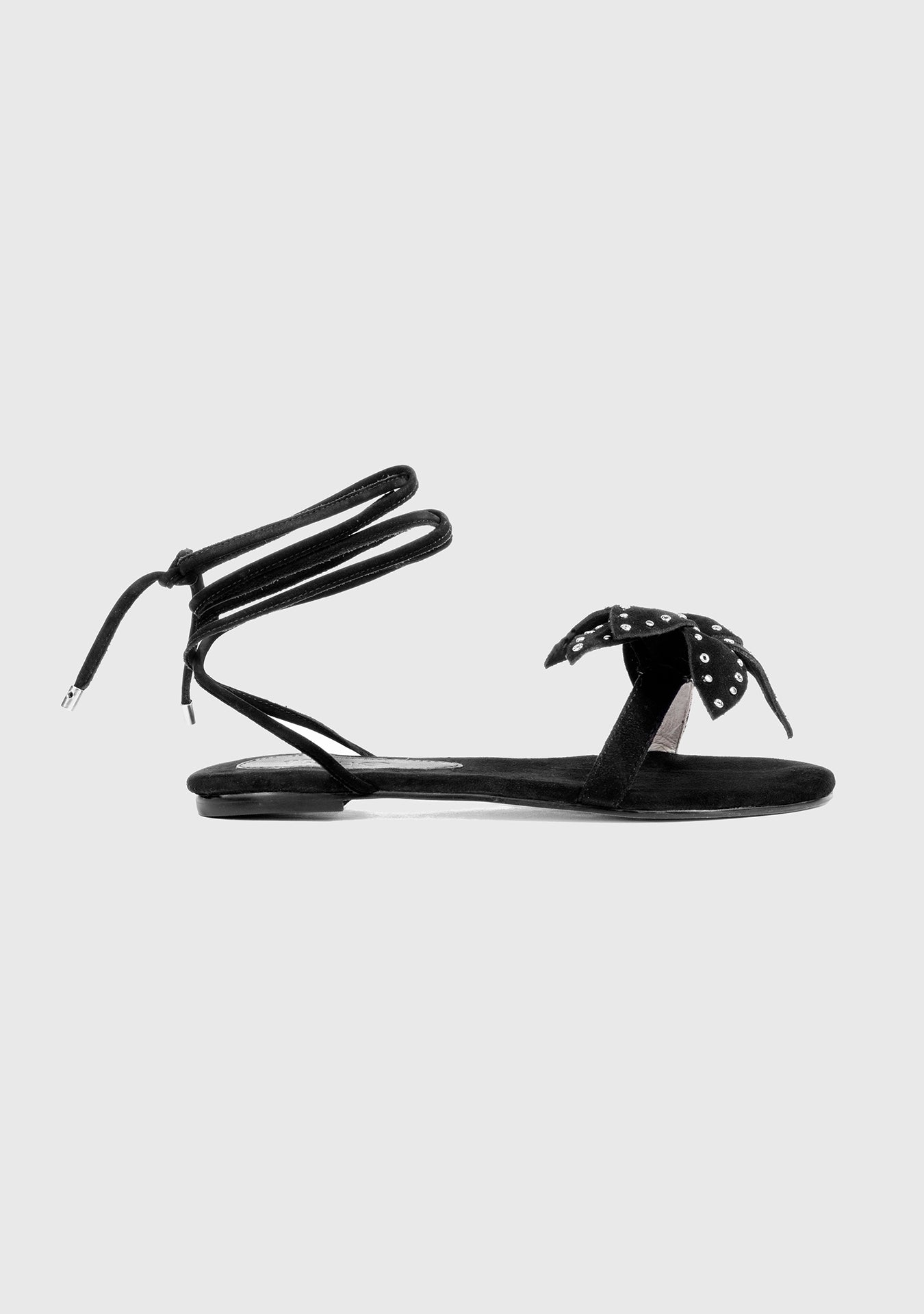 Rasteira Poliana Studded Camurça Black