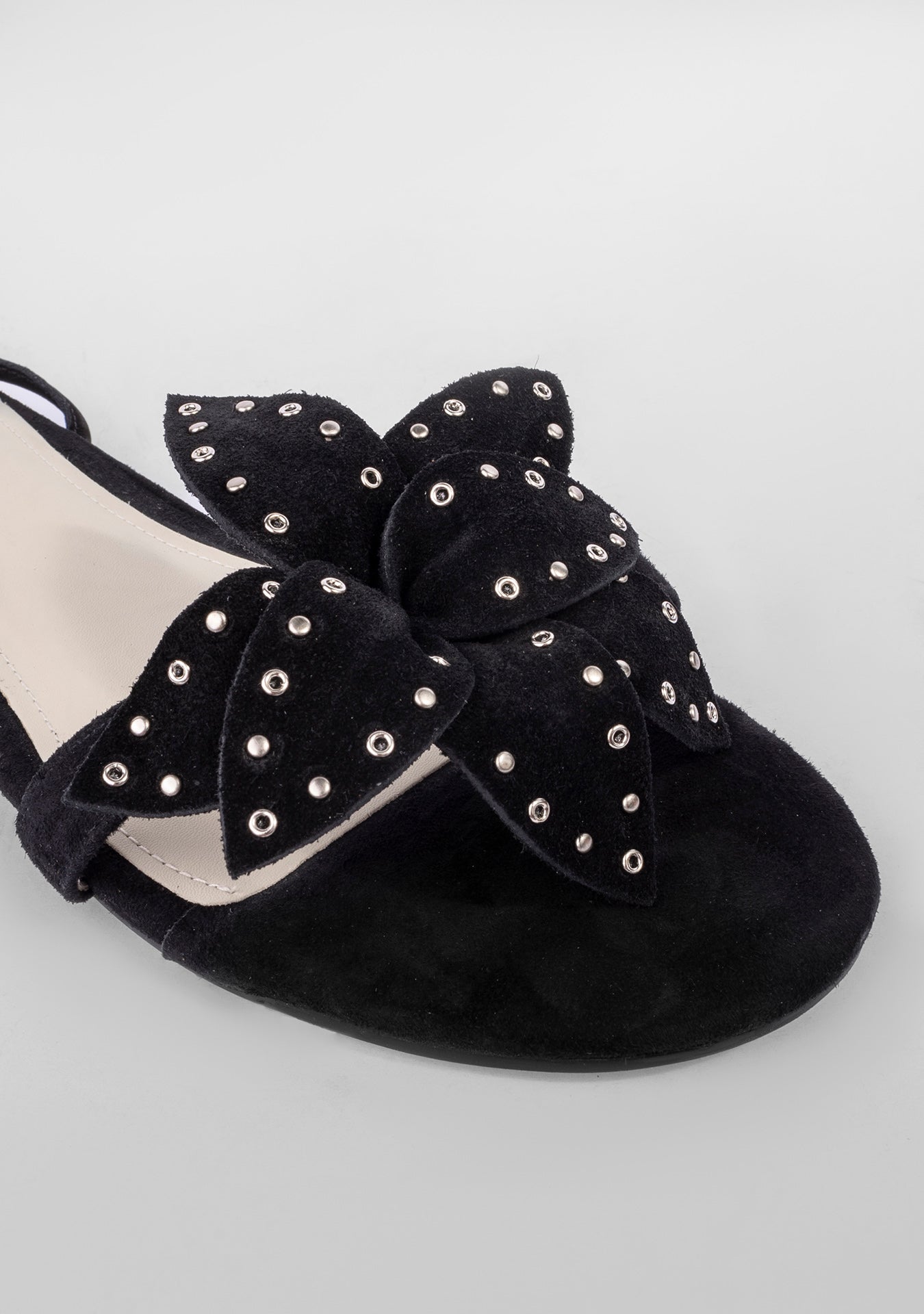 Rasteira Poliana Studded Camurça Black