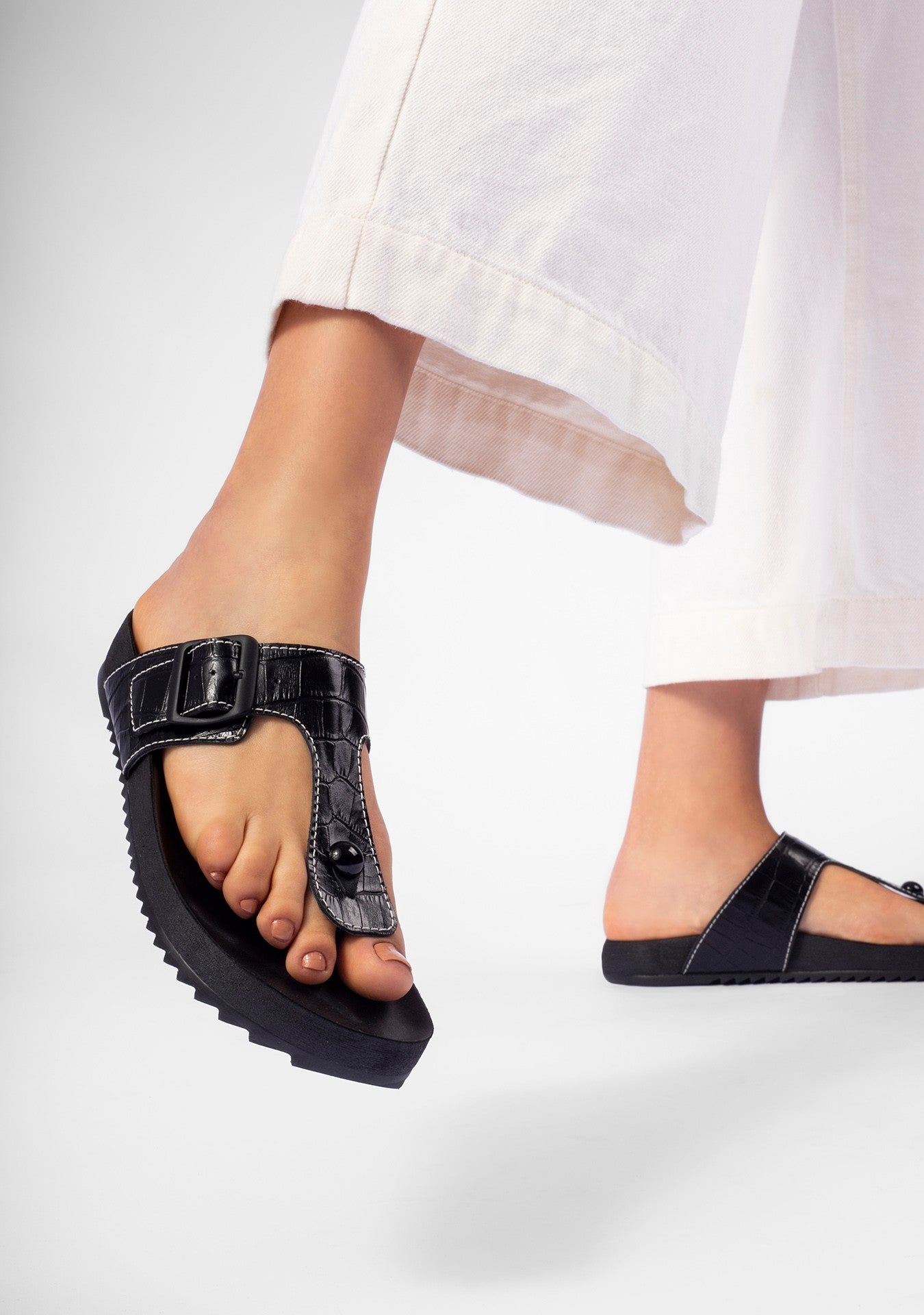 Flat Becky Croco Black