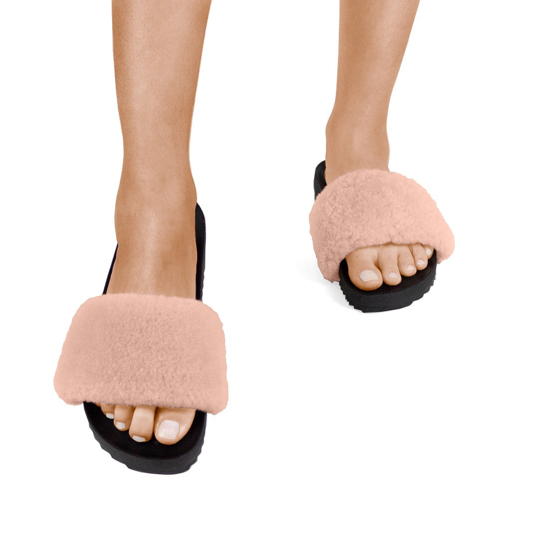 Flat Slide Fun Fur Rose
