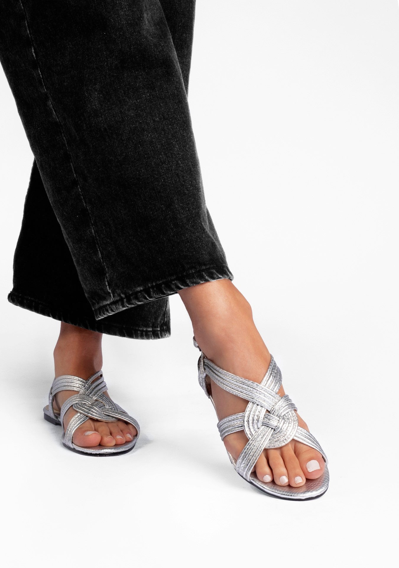 Rasteira Bruna Snake Silver