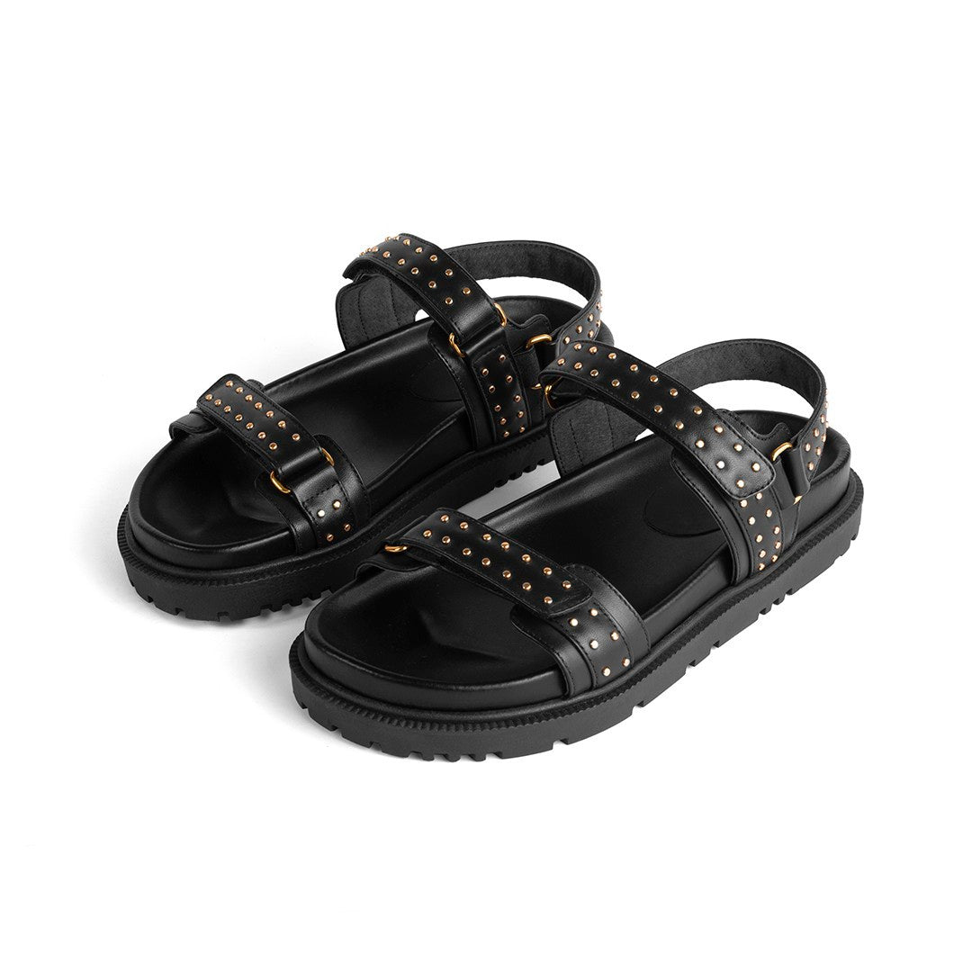 Flat Megan Studded Black