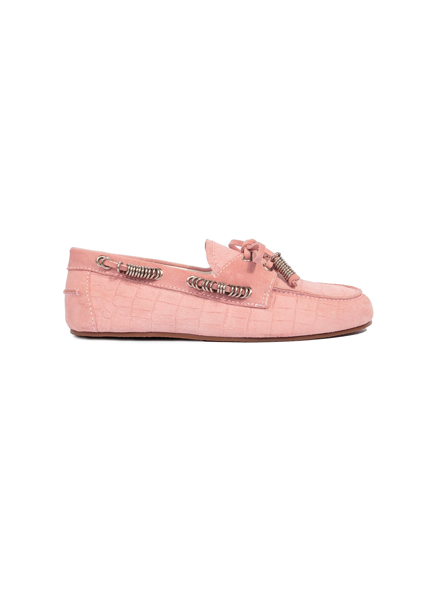 Mocassim Valência Studded Croco Flamingo