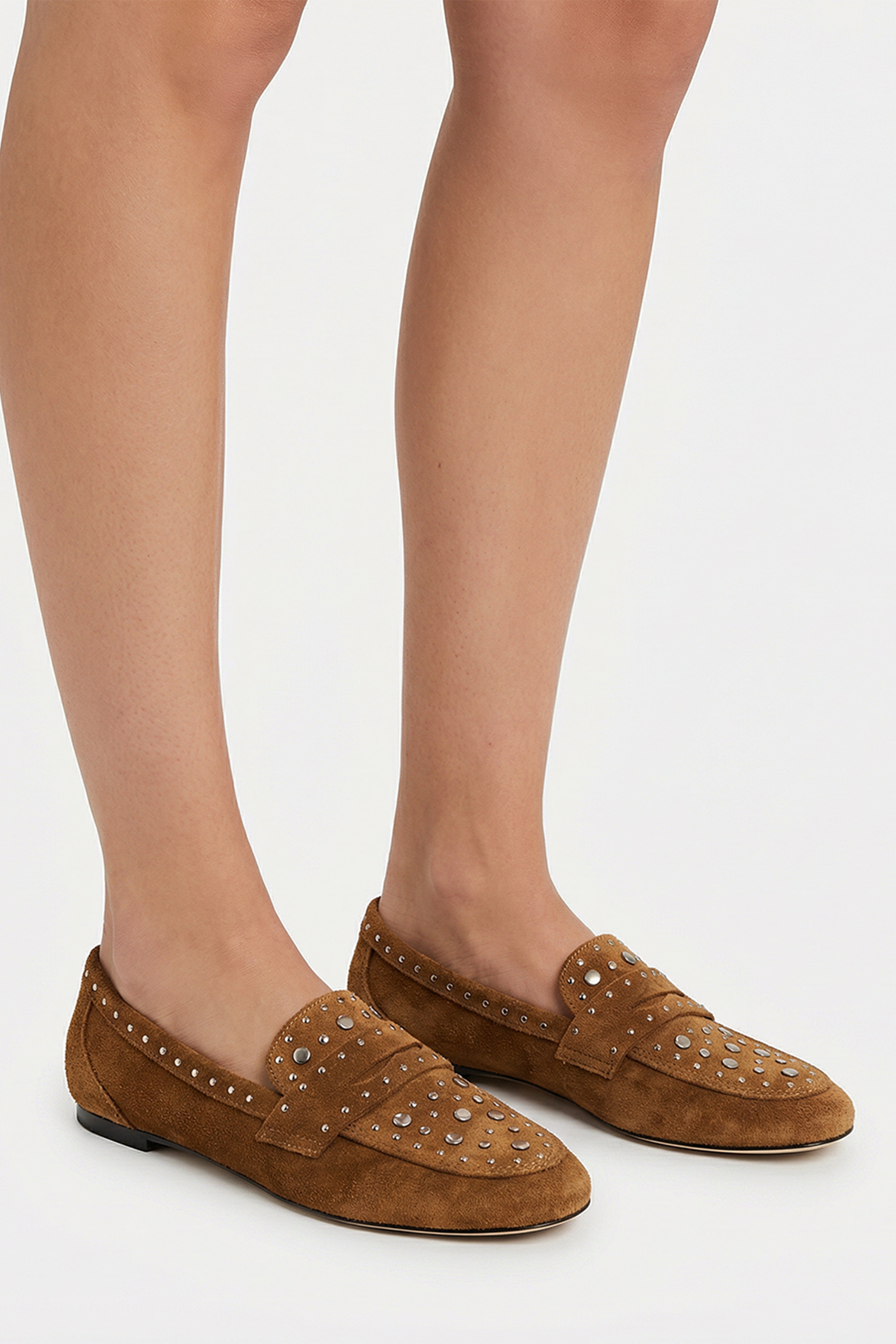 Loafer Leni Studded Camurça Capuccino