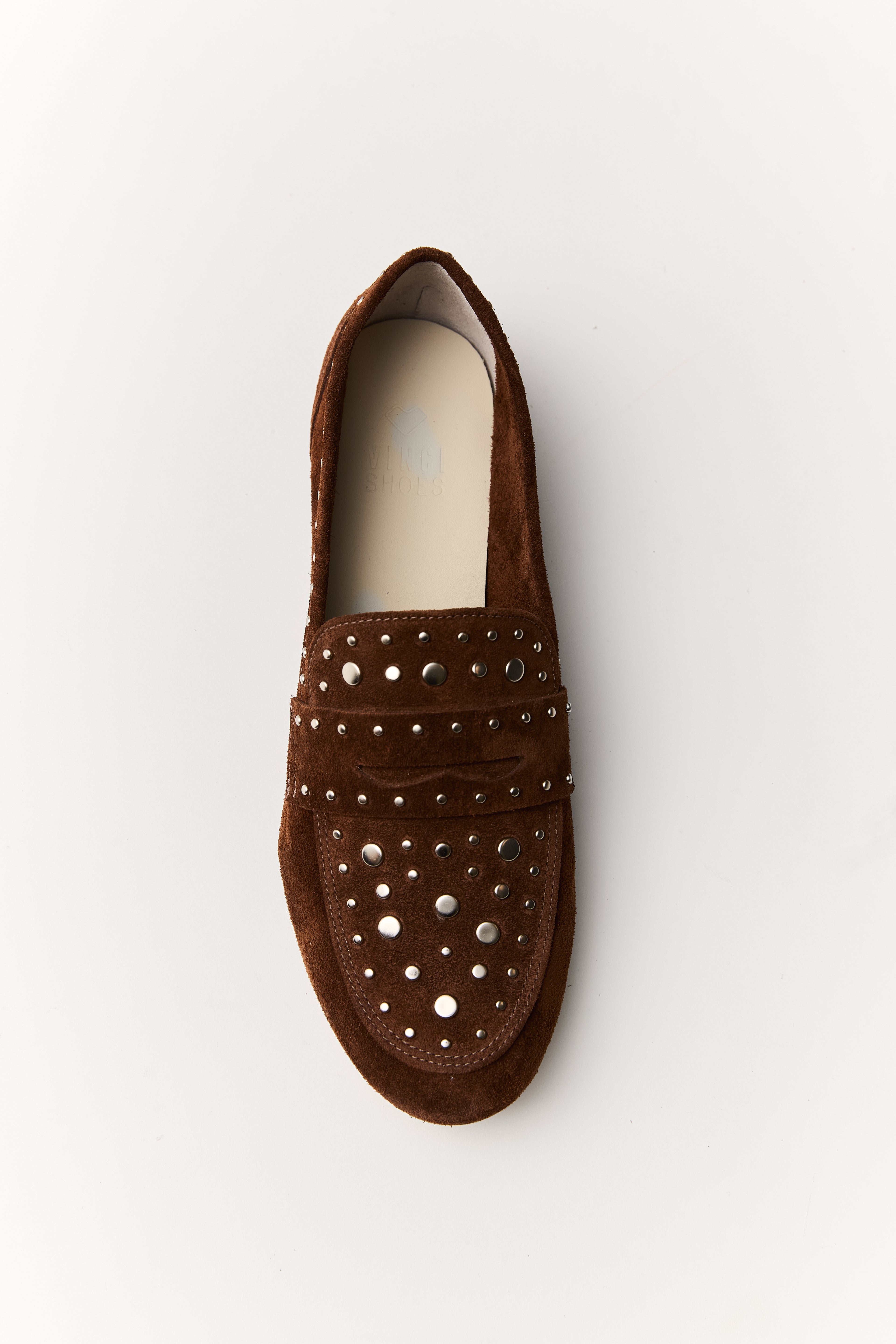 Loafer Leni Studded Camurça Chocolate