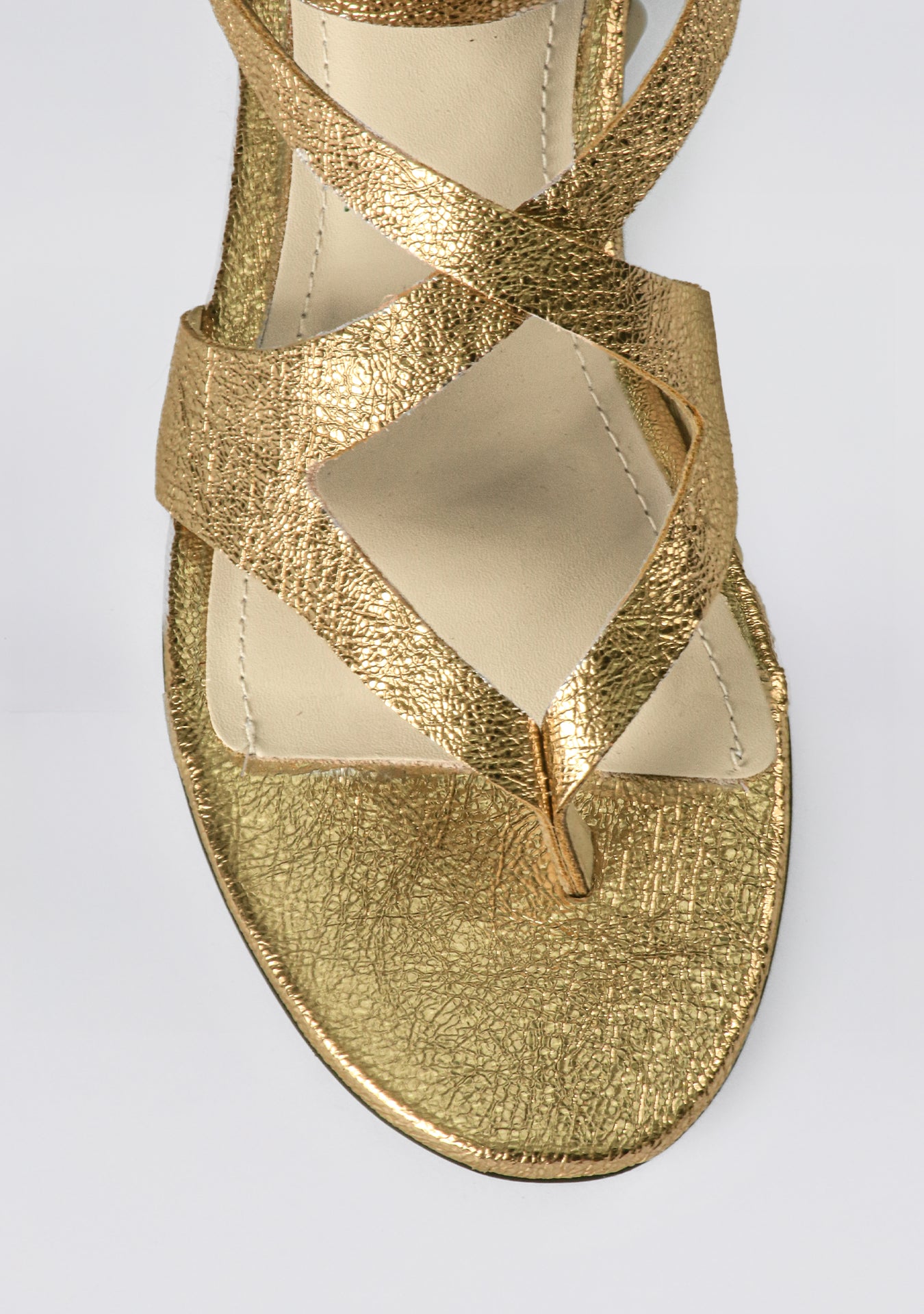 Rasteira Mykonos Crackle Gold