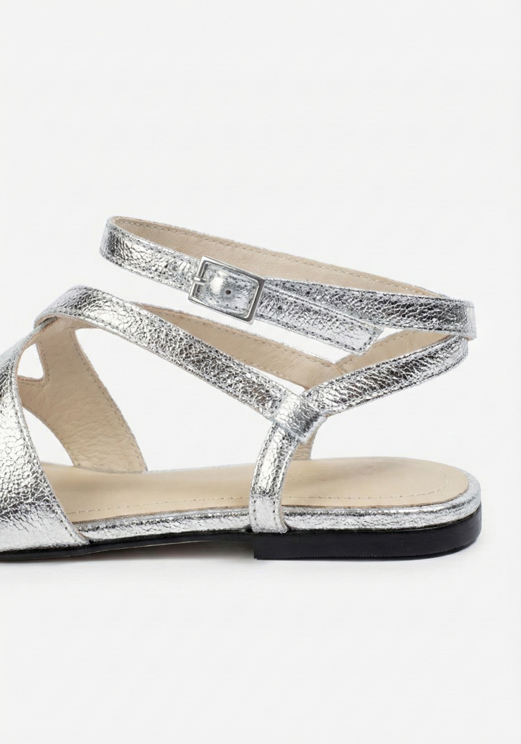 Rasteira Mykonos Crackle Silver